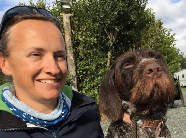 Dr. Vanessa Ashall with a dog